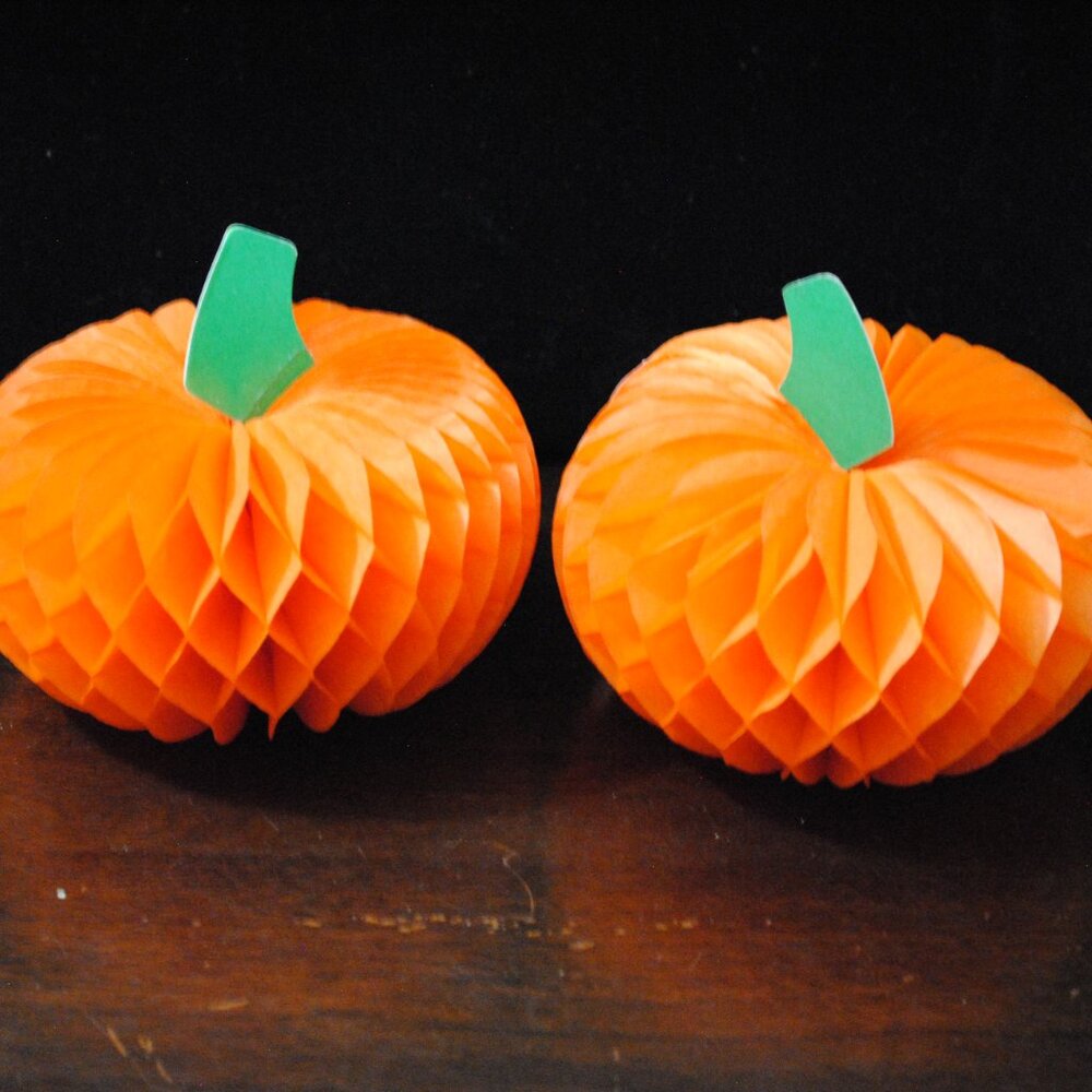 Set of 2 Vintage the Beistle Co. Made in U.S.A. Tissue Paper Pumpkins